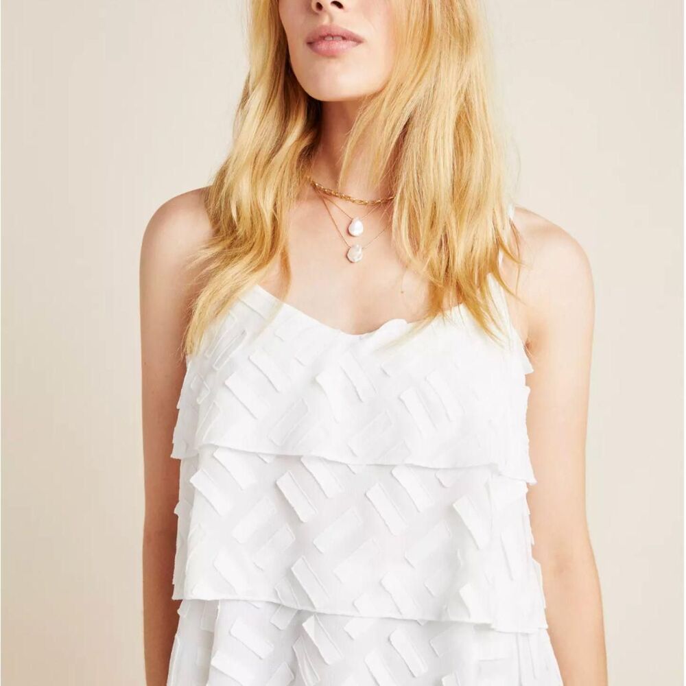 Anthropologie Women's White Ameline Tiered Cami Size XS